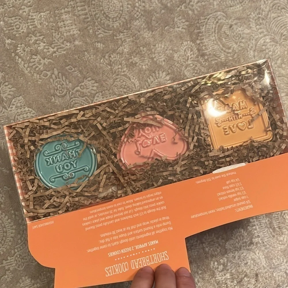 Brand New Hallmark Cookie Press Set of 3 Shortbread Recipe Thank You Love You
